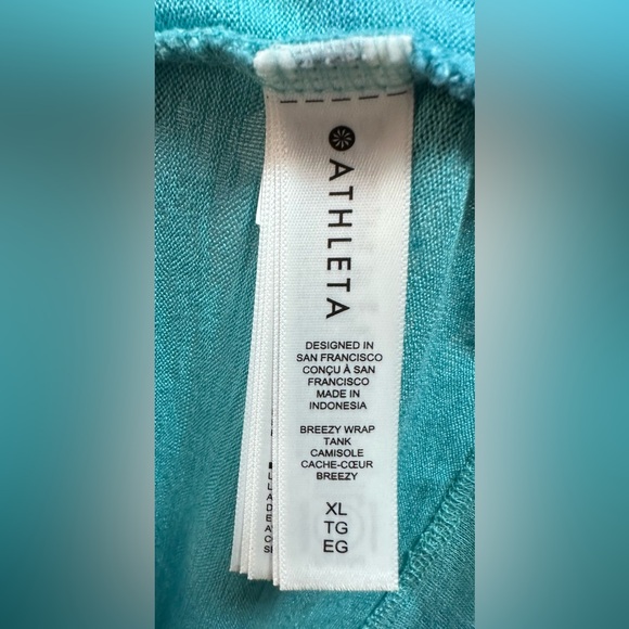 👚 Athleta Cotton V-Neck Short Sleeve Top - Turquoise, Size XL 🌟 - Picture 6 of 7